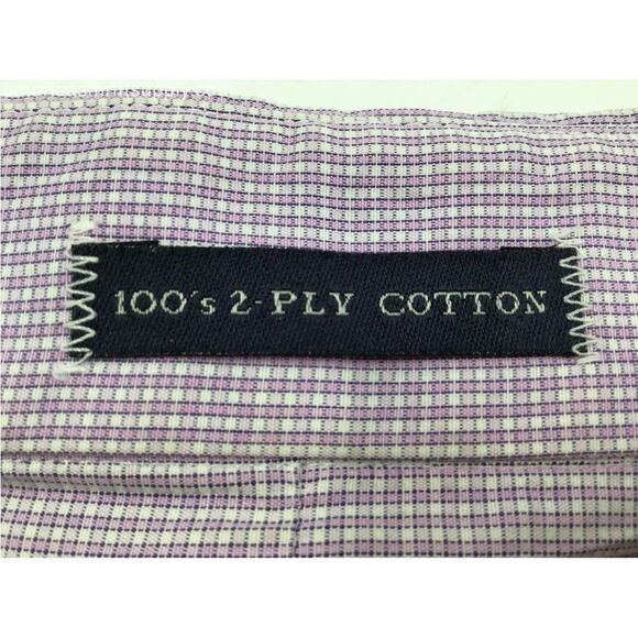 Burberry Men's Lilac Check Print Long Sleeve Button-Up Shirt - Size 20/34B - Picture 7 of 7